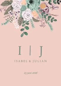 Trouwkaart minimalistisch klassiek bloemen
