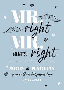 Trouwkaart MR & MR always right grappig illustratie doodle