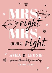 Trouwkaart Mrs. & Mrs. always right grappig hip