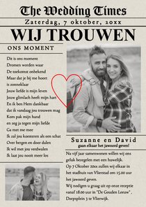 Trouwkaart origineel krant