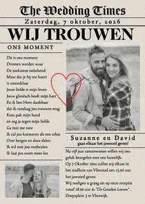Trouwkaart origineel krant