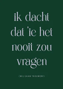 Trouwkaart save the date color blocking grappige tekst