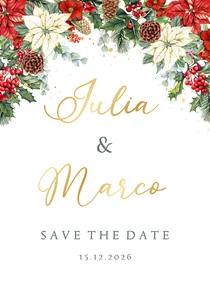 Trouwkaart save the date kerstster met kersttakken
