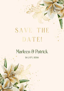 Trouwkaart Save the date witte lelie 