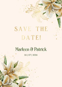 Trouwkaart Save the date witte lelie