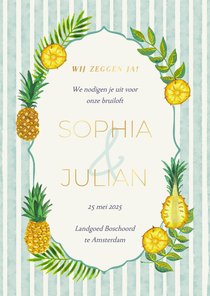 Trouwkaart zomer bruiloft fruit ananas