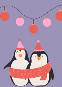 Twee pinguins wensen je fijne kerstdagen