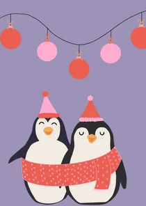 Twee pinguins wensen je fijne kerstdagen