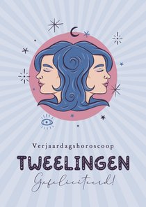 Tweelingen horoscoop verjaardagskaart illustratie zodiac