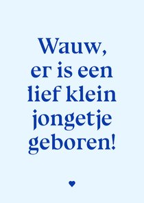 Typografisch felicitatiekaartje wauw een jongetje