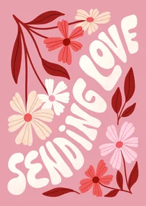Typografische wenskaart sending love
