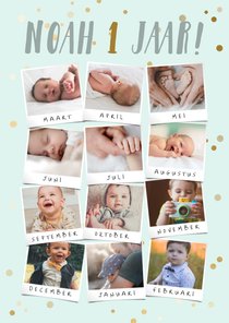 Uitnodiging 1 jaar 12 maanden fotocollage
