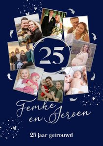 Uitnodiging 25 jaar getrouwd fotocollage in cirkel