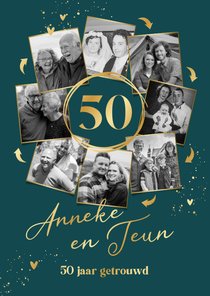 Uitnodiging 50 jaar getrouwd fotocollage in cirkel