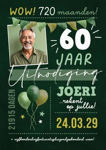 Uitnodiging 60 jaar verjaardagsfeestje maanden dagen & uren