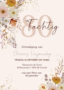 Uitnodiging 80 jaar herfstbloemen met takjes