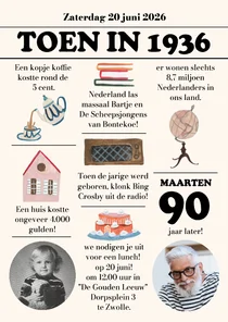 Uitnodiging 90 jaar man | Krant uit 1936