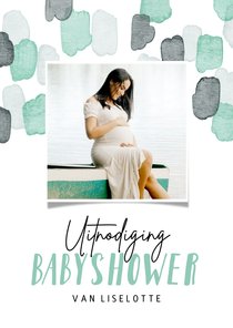 Uitnodiging babyshower foto waterverf algemeen