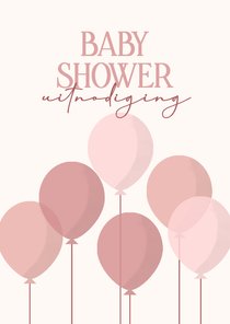 Uitnodiging babyshower meisje met roze ballonnen