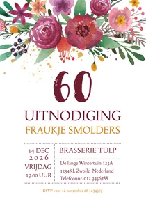 Uitnodiging bloemen waterverf 