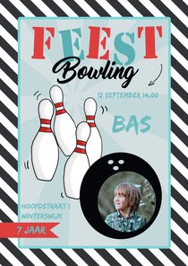 Uitnodiging Bowlingfeest streep