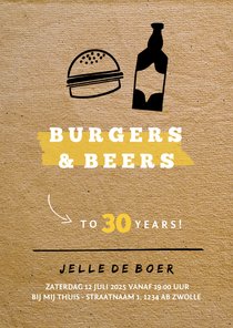 Uitnodiging Burgers & Beers met papierlook