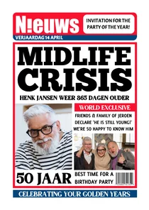 Uitnodiging cover nieuws krant tijdschrift