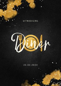 Uitnodiging diner met gouden bestek