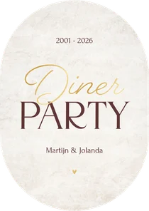 Uitnodiging dinerparty steenlook ovaal stijlvol