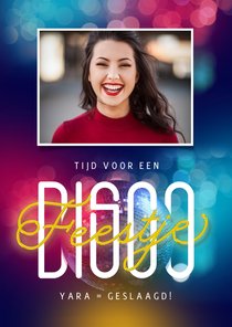 Uitnodiging disco feestje geslaagd foto discobol