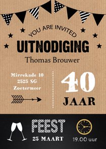 Uitnodiging feest kraft typografie