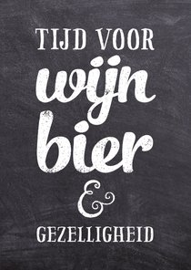 Uitnodiging feest krijtbord algemeen bier wijn