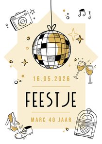 Uitnodiging feestje algemeen verjaardag discobol doodle