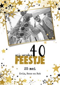 Uitnodiging feestje moderne feestelijke fotokaart  sterren