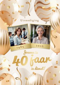 Uitnodiging feestjelijk jubileum 40 jaar in dienst goud