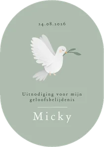 Uitnodiging geloofsbelijdenis witte duif christelijk