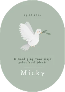 Uitnodiging geloofsbelijdenis witte duif christelijk