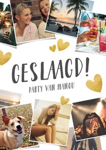 Uitnodiging geslaagd feestje fotocollage 