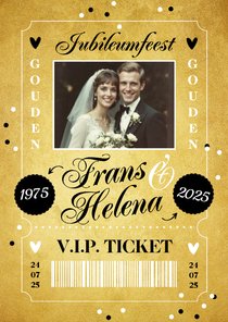 Uitnodiging gouden huwelijk trouwdag 50 jaar ticket