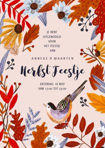 Uitnodiging herfstbladeren feestje