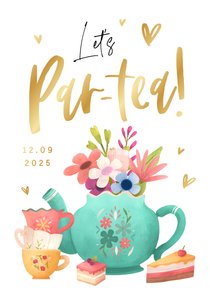 Uitnodiging high tea party partea illustratie taartjes