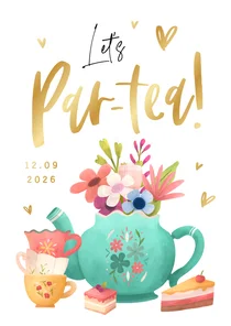 Uitnodiging high tea party partea illustratie taartjes