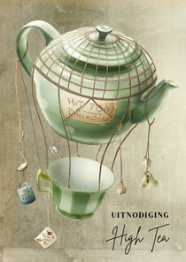 Uitnodiging High Tea scrapbook theepot