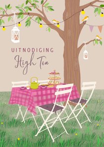 Uitnodiging High Tea tafel onder boom