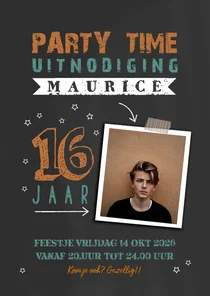 Uitnodiging jongen 16 jaar