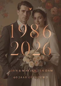 Uitnodiging jubileum 1986 2026 grote foto met koperfolie