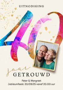 Uitnodiging jubileum feest 40 jaar getrouwd verf