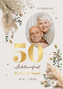 Uitnodiging jubileumfeest 50 jaar foto eucalyptus grassen
