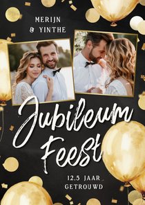 Uitnodiging jubileumfeest goud ballonnen foto's 