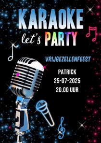 Uitnodiging karaokefeestje neon